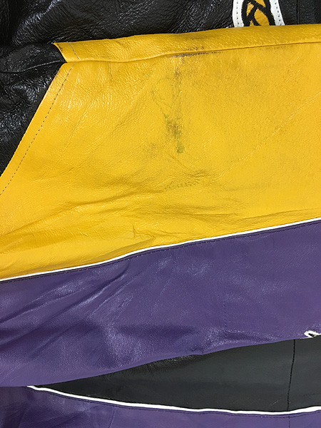 古着 90s NFL Minnesota Vikings バイキングス 本革 オールレザー