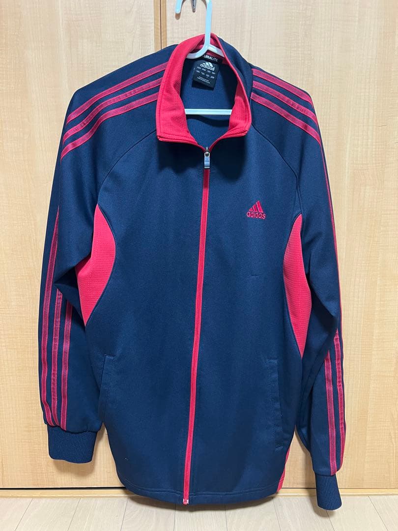 アディダス ジャージ 上 ネイビーXレッド - メルカリ